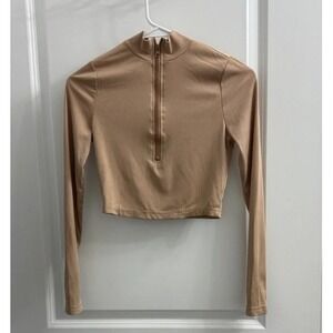 Shein Crop Tan Long Sleeve Women's Top, Size S